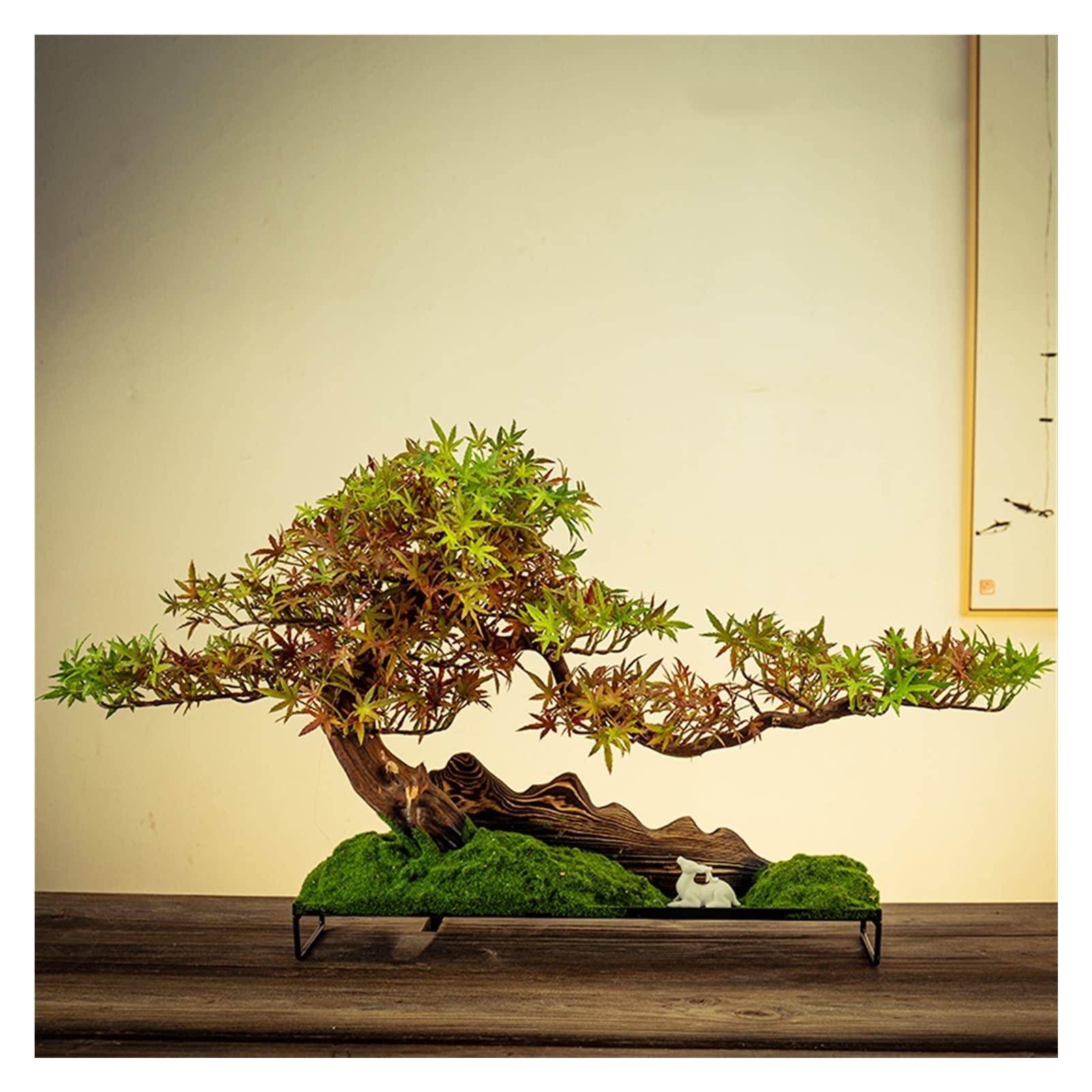 ULTRAWAVE Faux Tree Home Decor Simulated Welcome Pine Bonsai Porch Living Room Decoration Indoor Pseudopotted Green Plant Tabletop Ornaments Gifts Faux Plants Indoor(B)