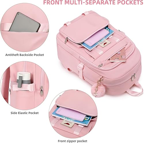Miniatura 3 de 3 piezas de mochila para adolescentes, mochilas para laptop de 15.6 pulgadas, bolsa escolar con estuche para almuerzo y lápices para estudiantes,