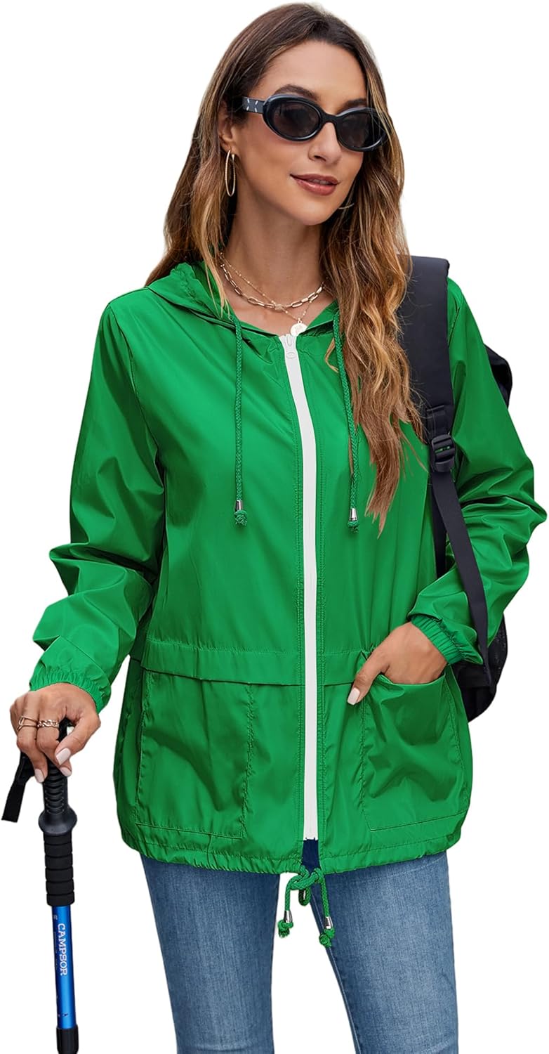 Hount Women's Lightweight Hooded Raincoat Waterproof Packable Active Outdoor Rain Jacket (S-3XL) - Image 4