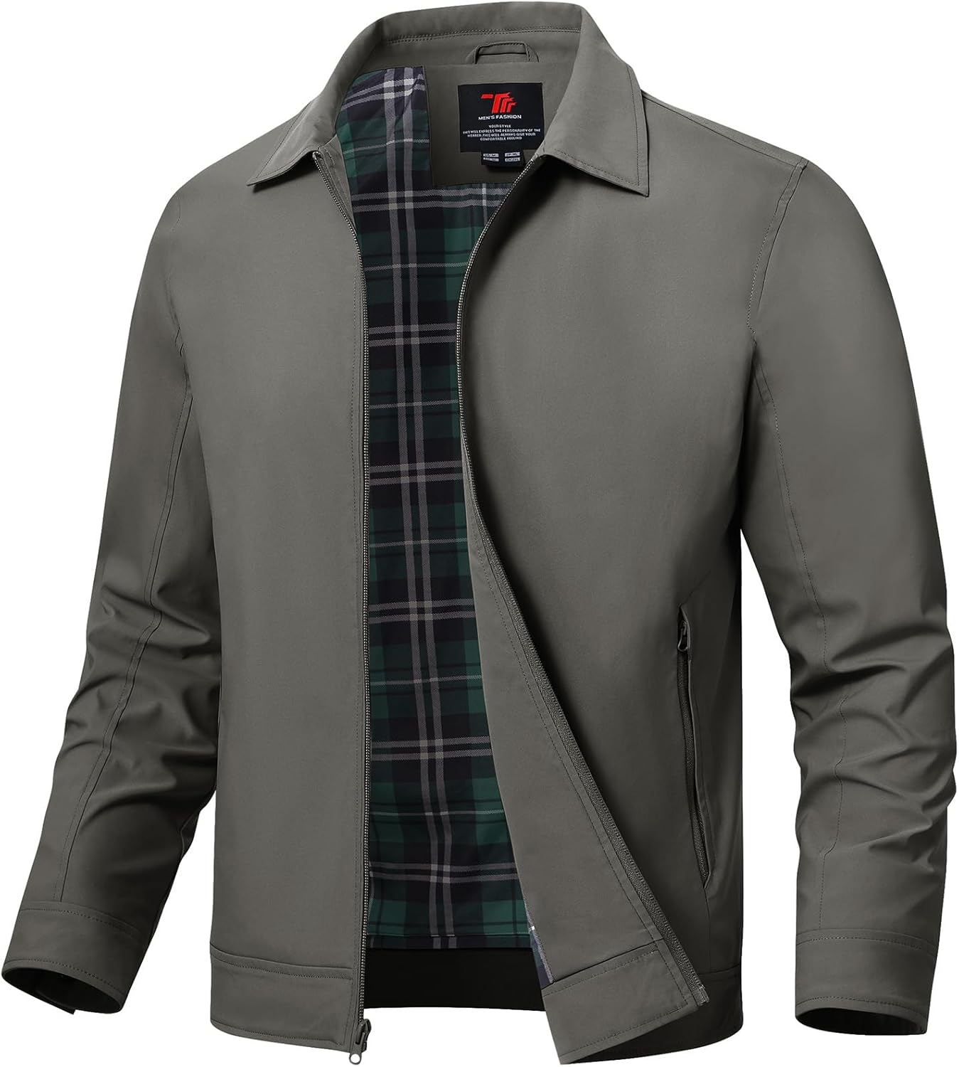 TBMPOY Mens Lightweight Jackets Light Windbreaker Full Zip Casual Work Jacket Golf Business Fall Track Coat with Pockets