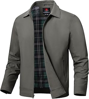 TBMPOY Men's Lightweight Jackets Casual Windbreaker Stylish Light Golf Full Zip Up Work Dress Business Varsity