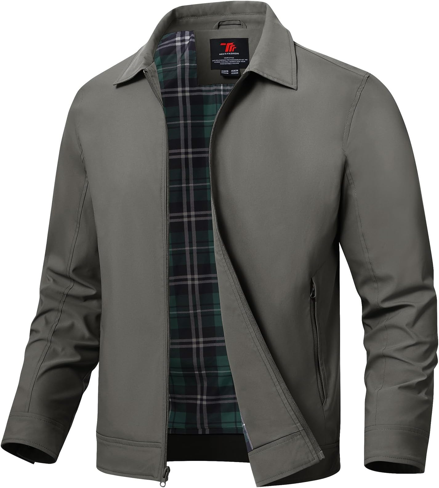 TBMPOY Men's Lightweight Jackets Casual Windbreaker Stylish Light Golf Full Zip Up Work Dress Business Varsity