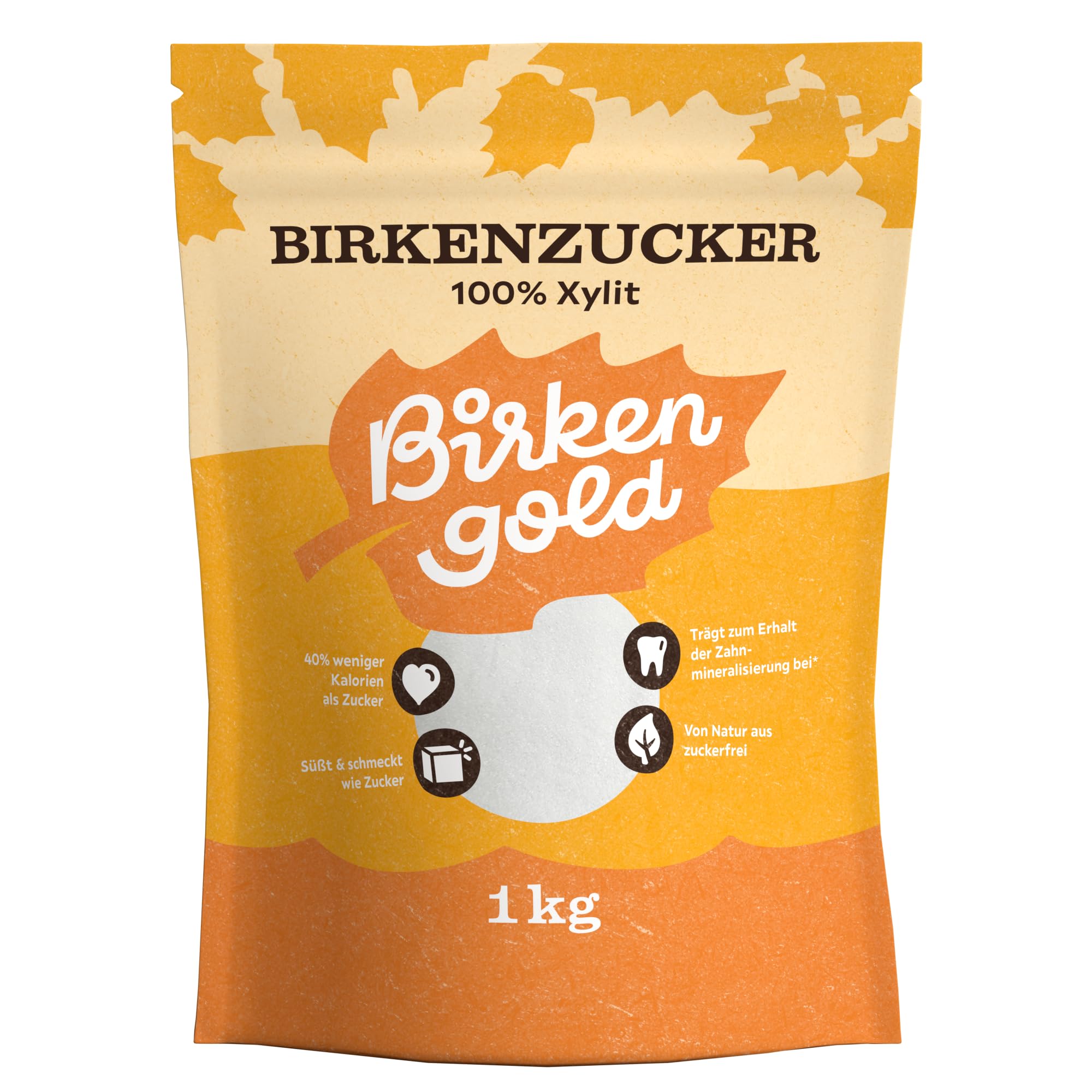 Birkengold Birkenzucker Xylit 1 kg Beutel | 100% Xylit aus Finnland | aus Birken- und Buchenrinde | vegan | 40% weniger Kalorien als Zucker | glutenfrei | zahnfreundlich