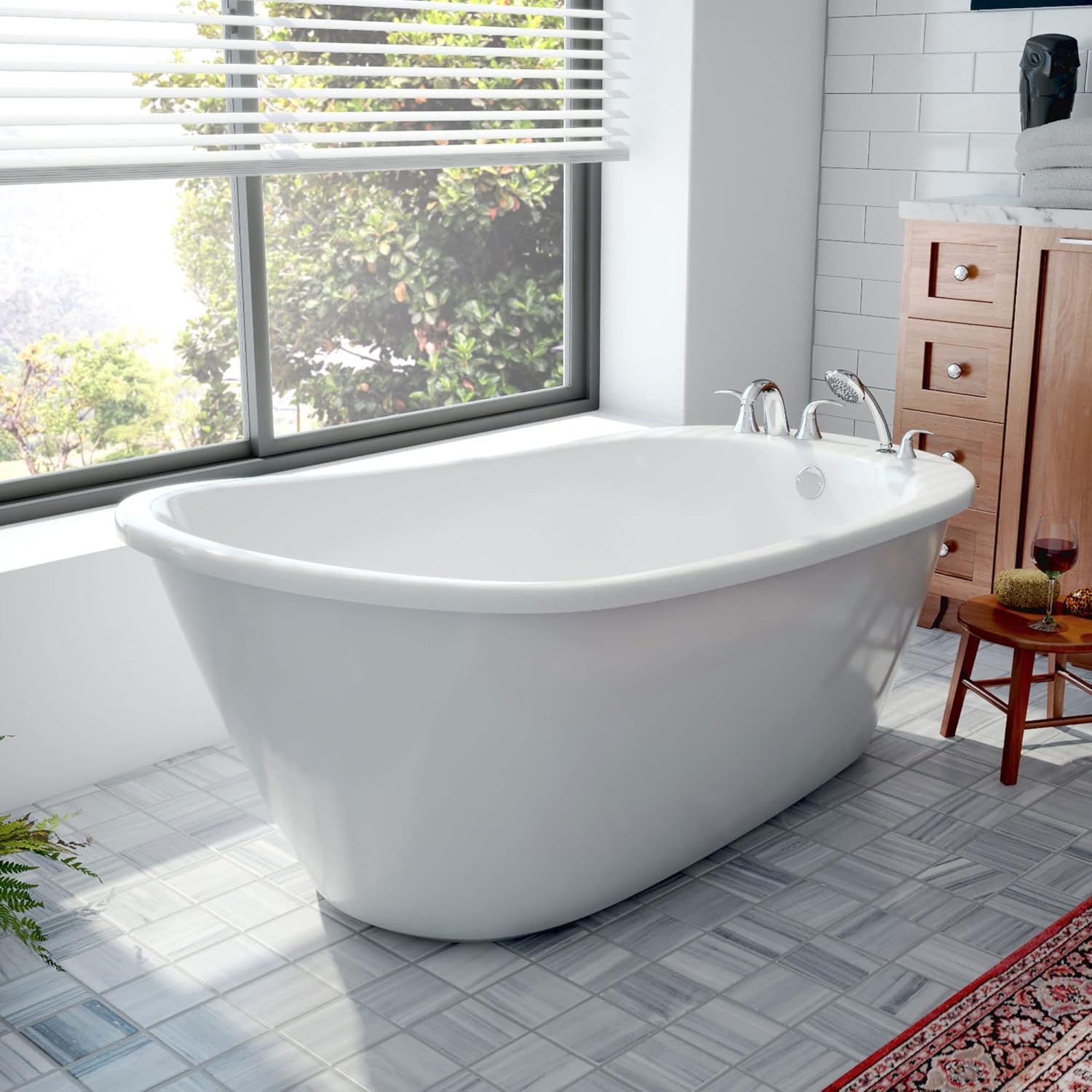 DreamLine Seneca 60 inch L x 25 inch H White Acrylic Freestanding Bathtub