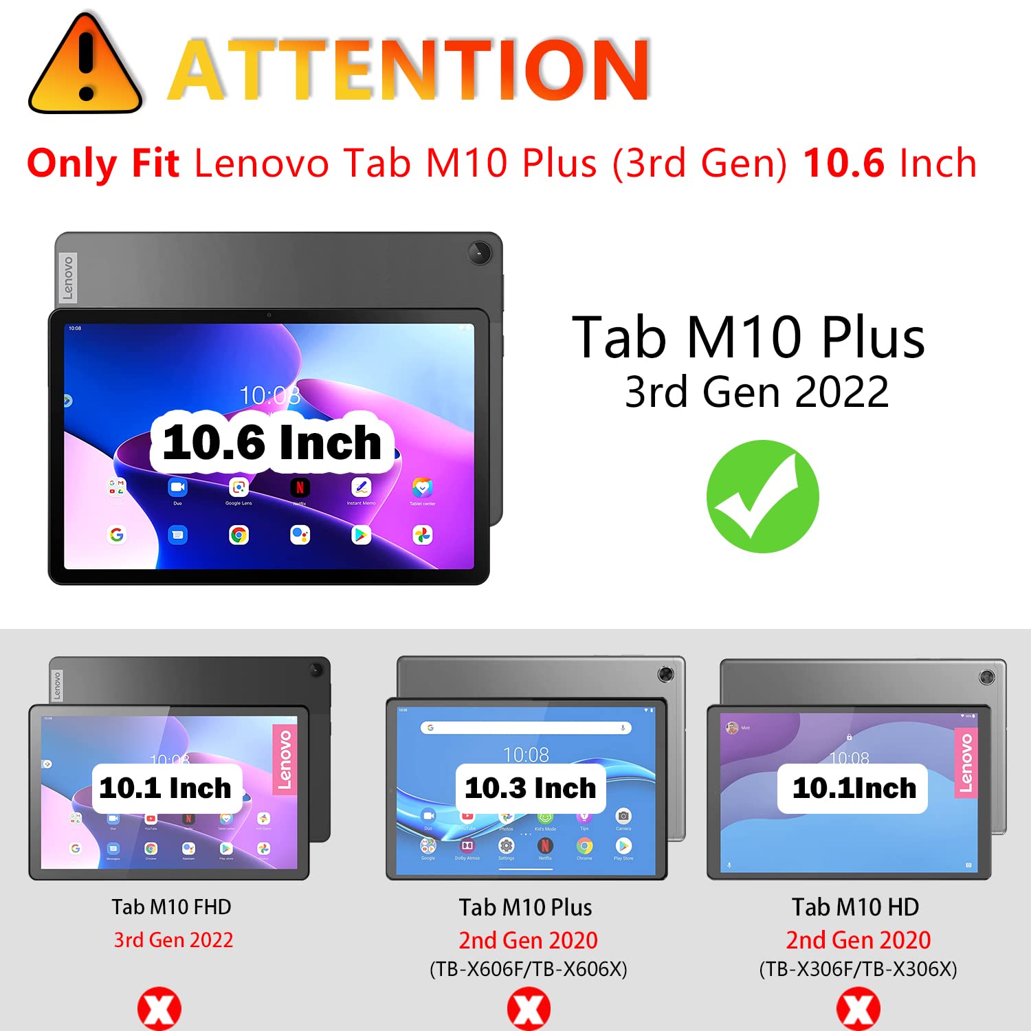 Stradvnaly Tablet Case For Lenovo Tab M10 Plus 3e Génération