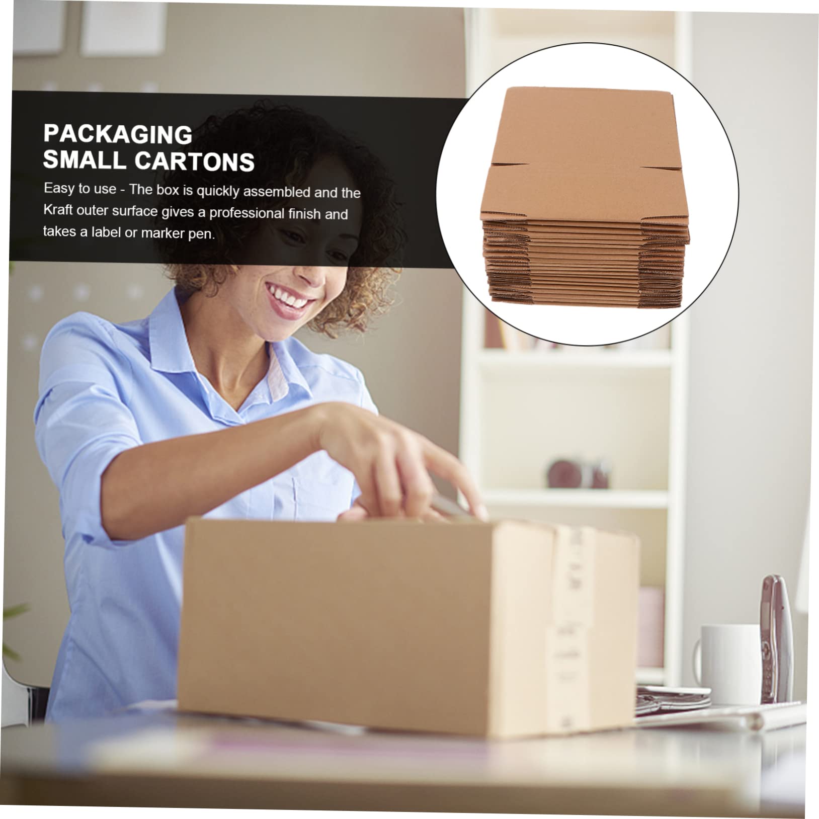 NUOBESTY Pack de 20 Cajas de Cartón Pequeñas para Envío y Embalaje, Reciclables y Reutilizables, de Papel Kraft Pared Simple, Ideales para Correo y Almacenamiento