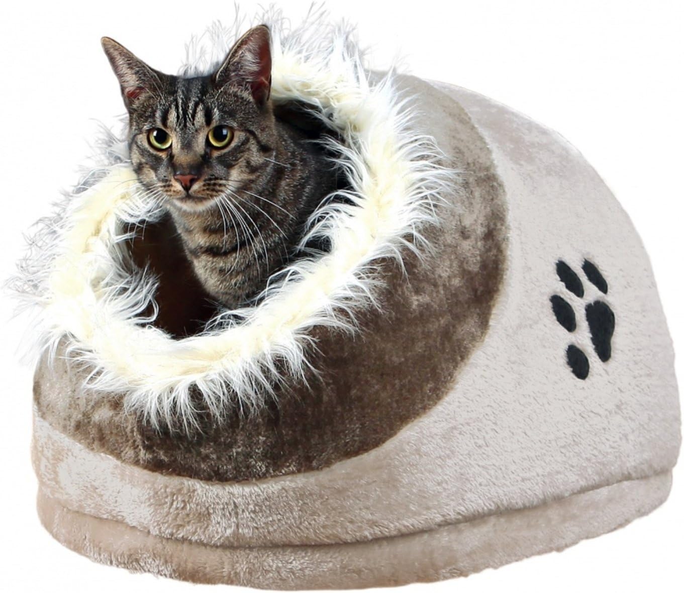 Trixie Minou Cuddly Cave Cat Bed with Removable Cushion, Non-Skid Bottom,Beige/Brown, Medium