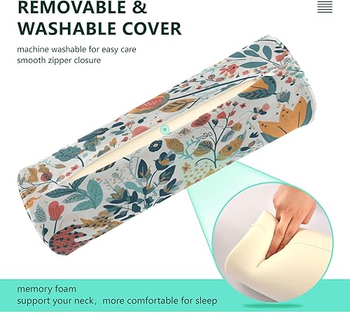 Miniatura 4 de FRODOTGV Ilustración floral sobre fondo blanco Yoga Meditación Almohada de almohada de cuello pequeño Almohada redonda decorativa para cama Almohada