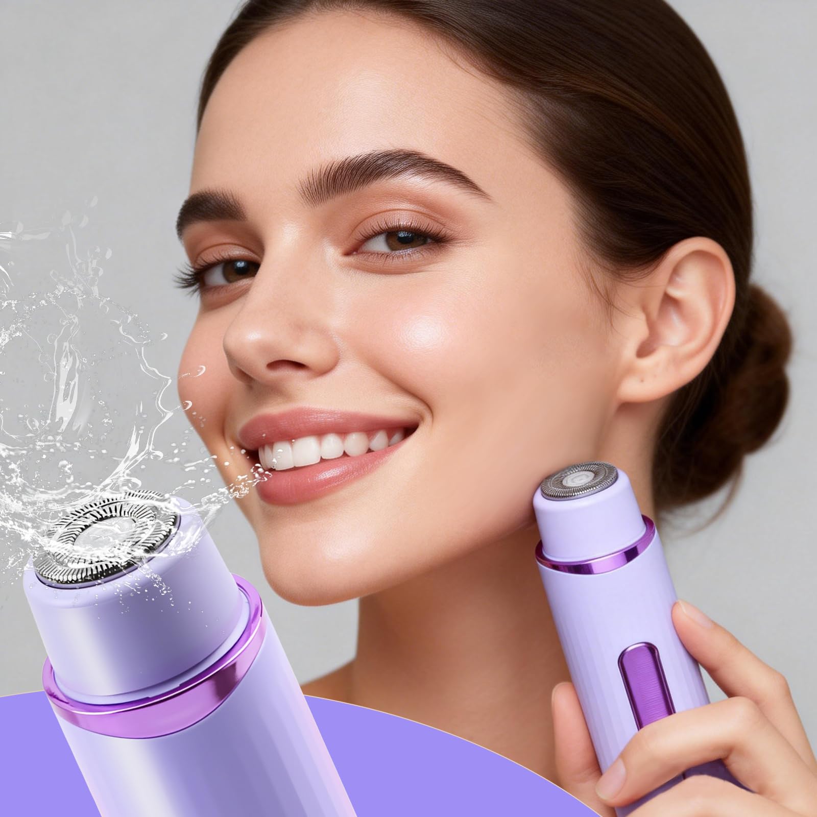 Rasoio elettrico 2 in 1 per bikini, rasoio elettrico ricaricabile per peli del corpo pubico, per gambe, corpo, capelli, rasoio elettrico a doppia testa, per donne, pubblico, viso, ascelle, gambe