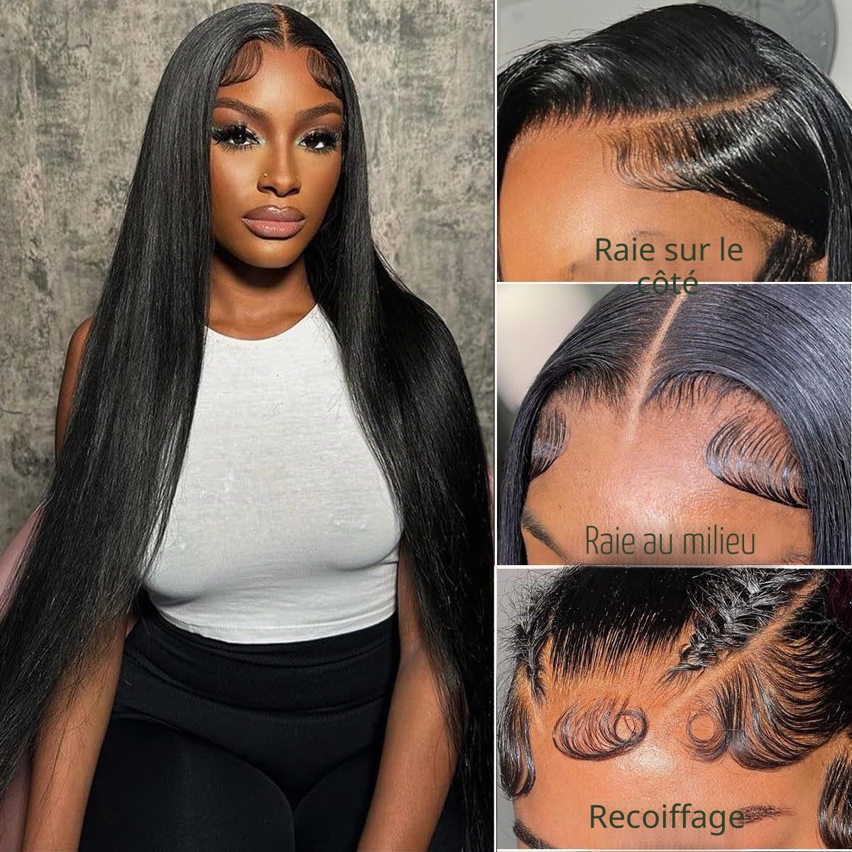 Perruque Femme Naturelle 13x6 HD Lace Front Wigs Human Hair 22 Pouces,180% Density Straight Perruque Cheveux Humain Pre Plucked With Baby Hair Lace Wig Human Hair Natural Color for Black Women