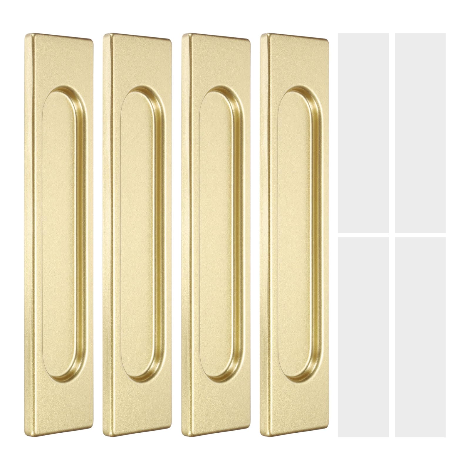 QUARKZMAN 4 Piezas De Tiradores Autoadhesivos Rectangulares Para Puertas Corredizas De 5.9" Empujar Con El Dedo Para Puertas Corredizas De Armarios Ventanas Y Gabinetes En Color Dorado
