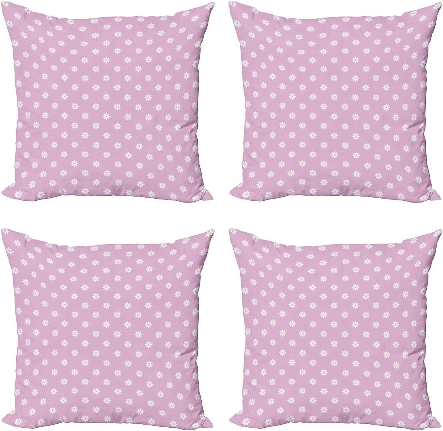 Ambesonne Mauve Throw Pillow Cushion Case Pack of 4, Abstract Daisy Chamomiles Pattern Classic Love Florets Petals Art Image, Modern Accent Double-Sided Digital Printing, 24", White Lilac
