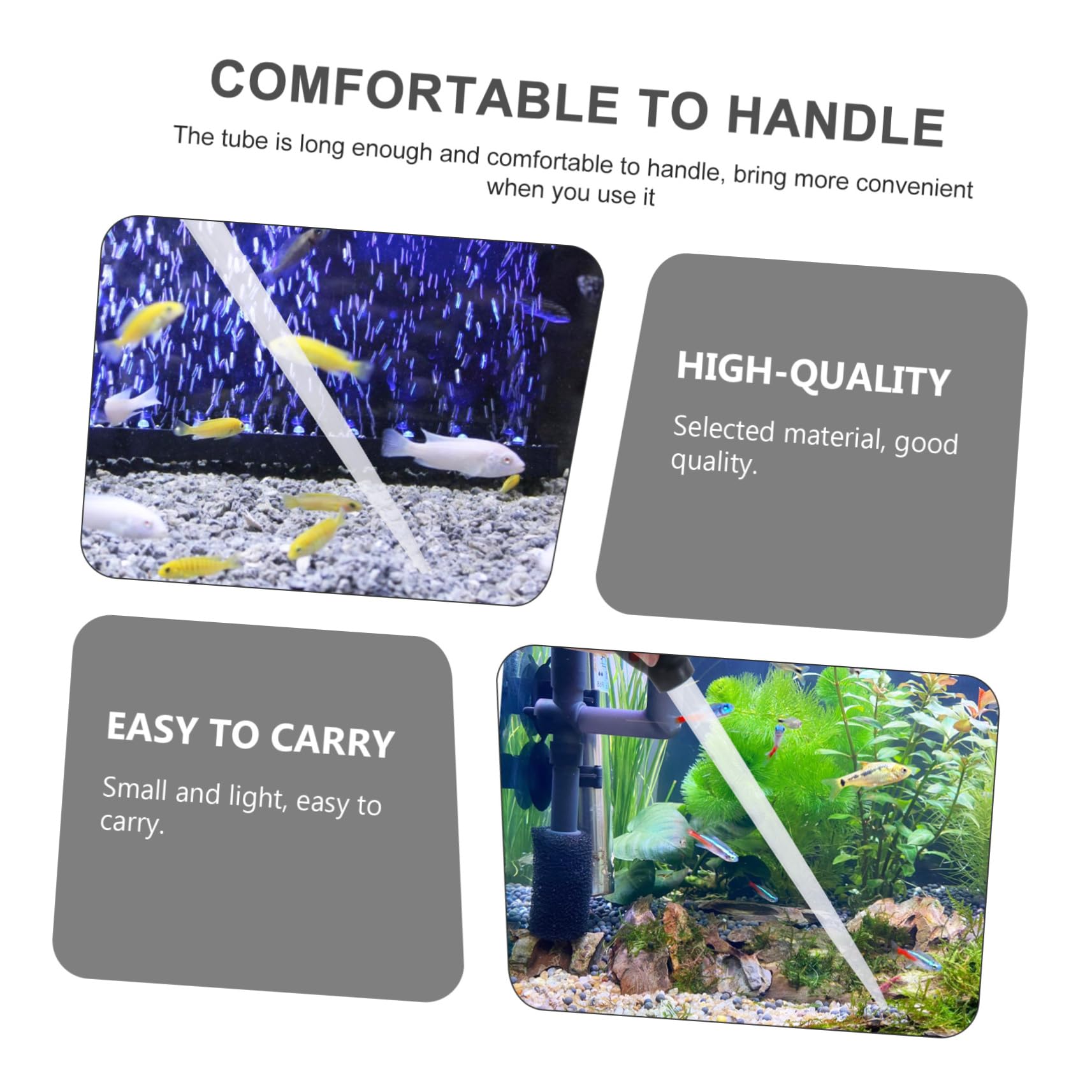 HAPINARY Fish Tank Water Changer Equipment Aquarium Cleaning Kit Plastic Tube for Change Safe for Fish Black 45cm