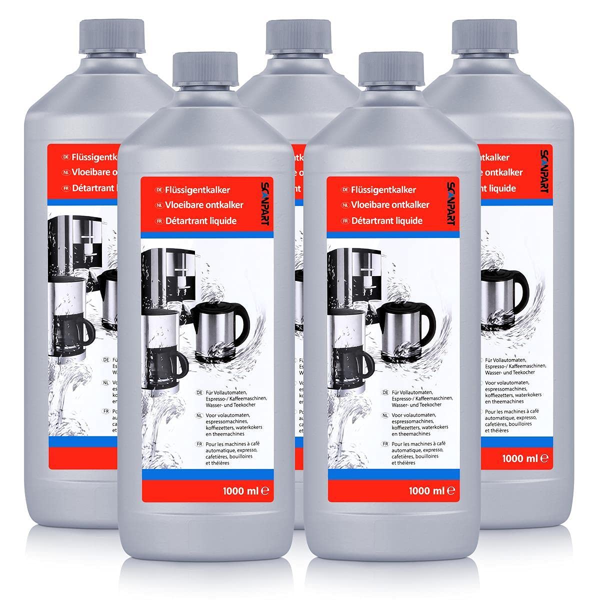 SCANPART Flüssig-Entkalker 1 Liter für Espresso-/Kaffeemaschinen (5er Pack)