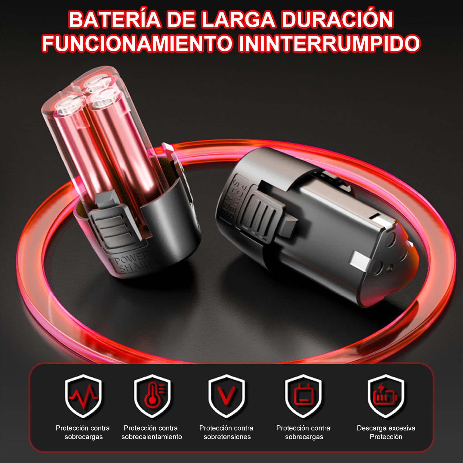 Llave de Carraca Eléctrica Inalámbrica, 12V 3/8" juego de llaves de trinquete eléctricas 35 Nm con 2 baterías de 1500 mAh y 7 enchufes para Reparación de Automóviles y Mantenimiento de Fontanería