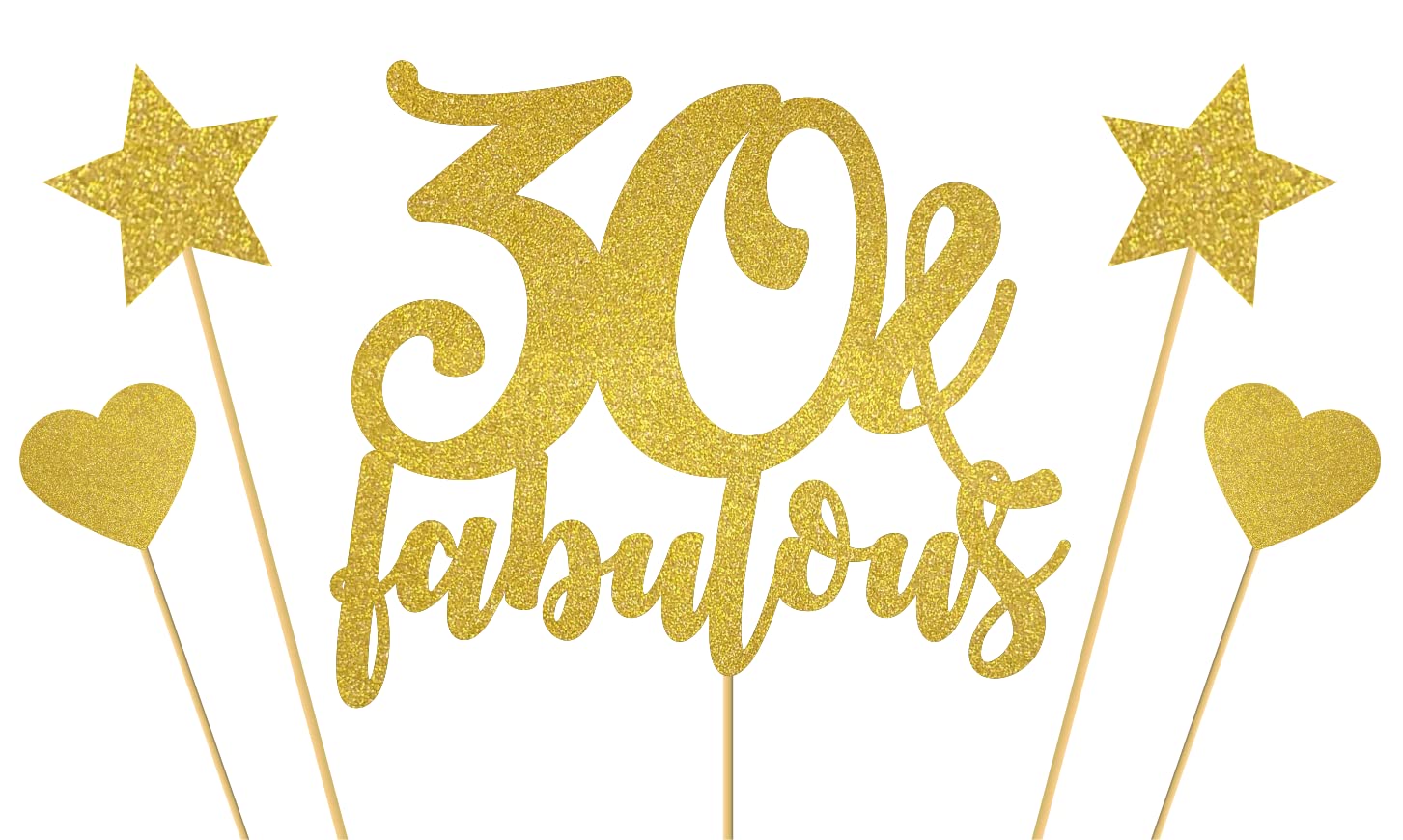 Buy SVM CRAFT 30 and Fabulous Cake Topper with 2 Star and Heart Topper