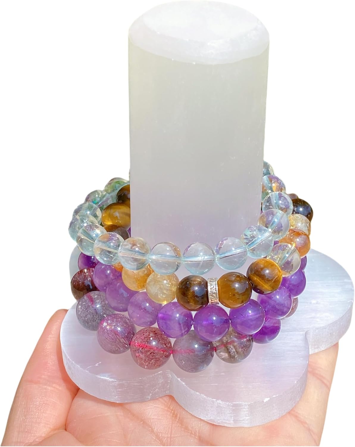 Natural Selenite Crystal Bracelet Shelf,Hand Carved,Crystal Collection,Crystal Gift,Crystal Healing,Home Decor