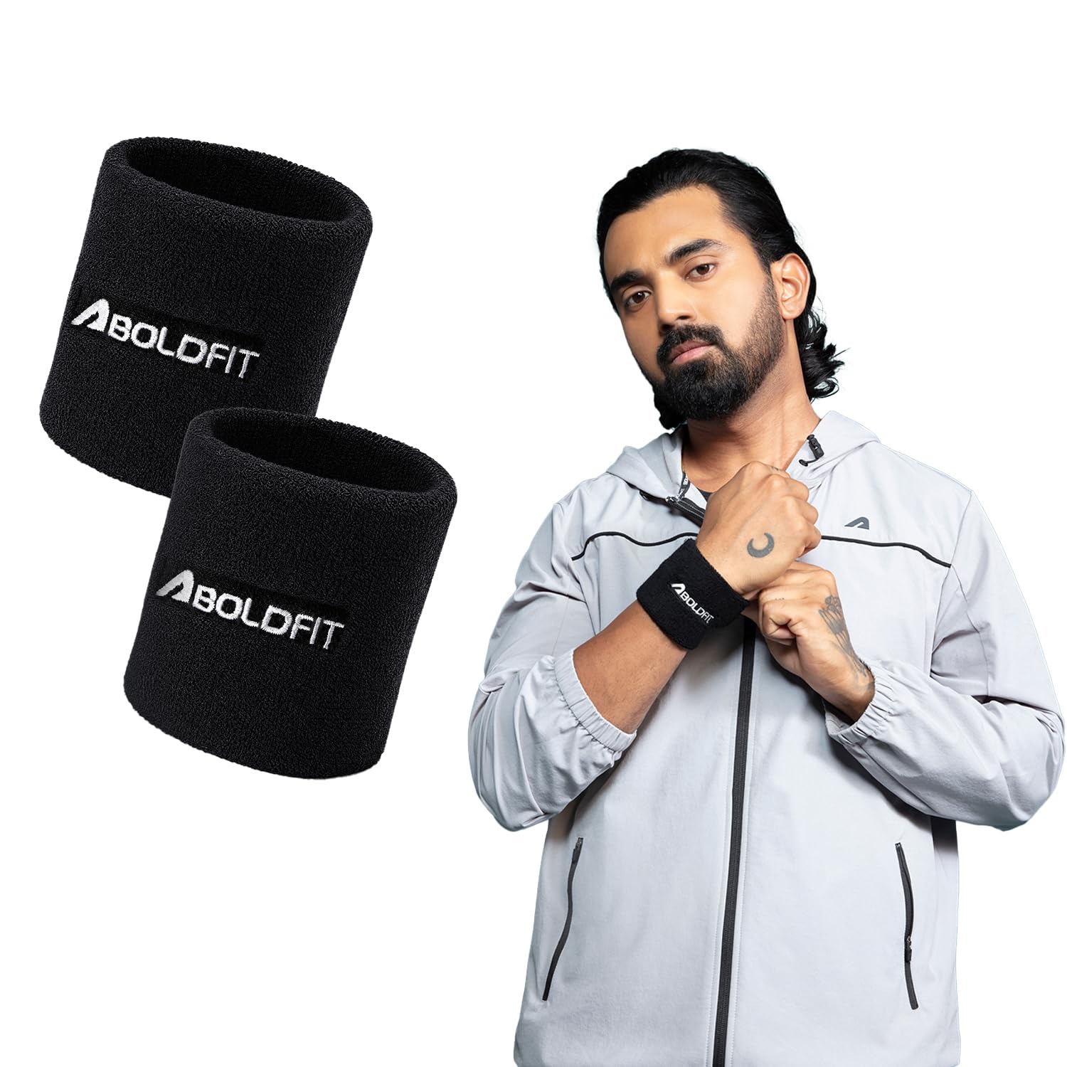Boldfit Cotton Wrist Band for Men & Women 3 Inch - Wrist Sweat Band for Badminton Football, Basketball, Running & Athletic Sports, Sweat Absorbent Wrist Bands-image-34