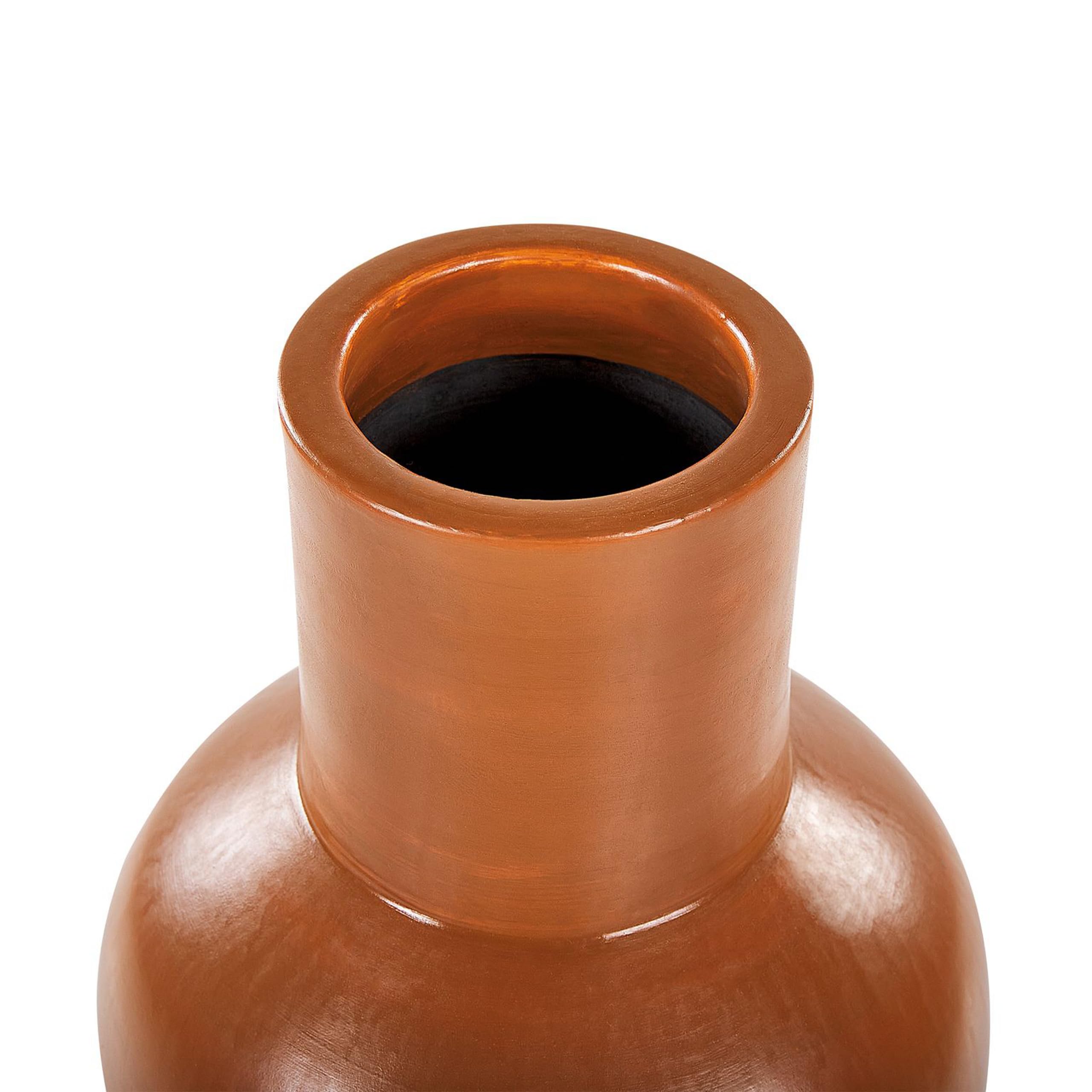 Dekorative Vase aus Terrakotta Handgefertigte Töpferei Orange Karfi