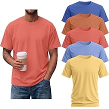 Riyiper 5 Pack Mens Cotton Short Sleeve T Shirts