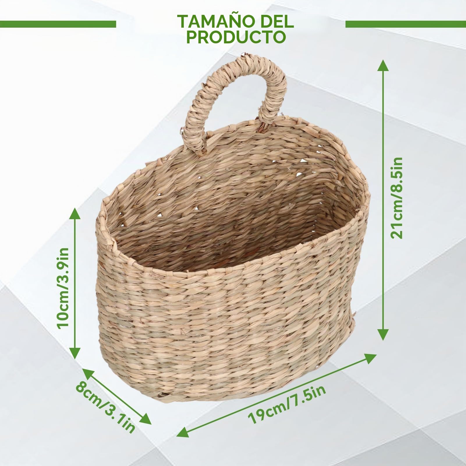 Cesta de pared tejida colgante, cestas colgantes de flores al aire libre, organizador montado bohemio decorativo, organizador de cestas colgantes de pared