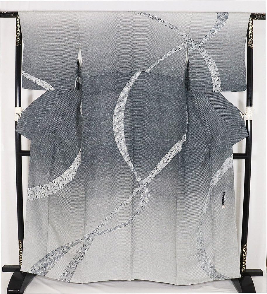 No.2679 未使用シリーズ正絹伝統工芸士(金田昇氏)小紋　美品 Amazon.co.jp: 東京染伝統工芸士 金田昇氏作 訪問着 袷 正絹 黒