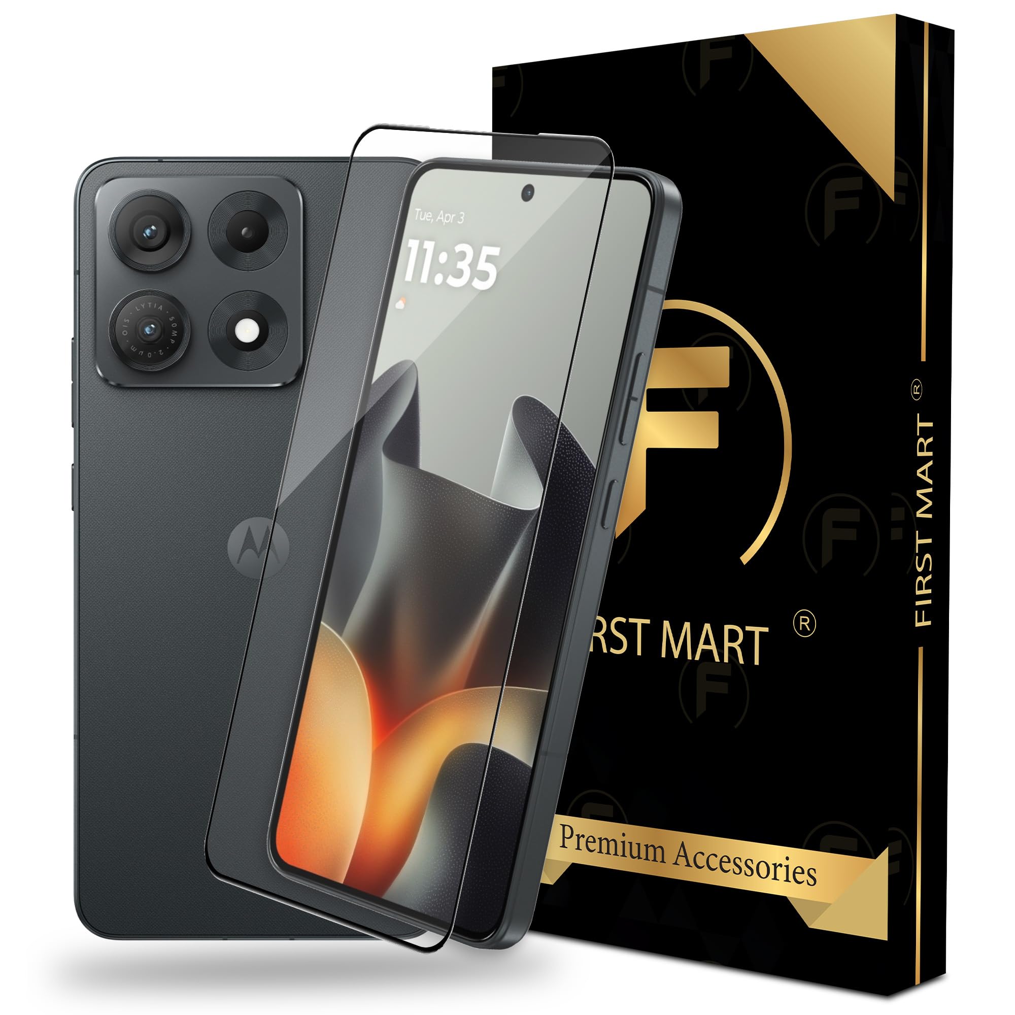 FIRST MART Tempered Glass for Motorola Edge 70 Max, 9H Full-Glue Screen Protector, 3D Edge-to-Edge, HD Clear, Oleophobic, Case-Friendly, Bubble-Free| Black-picture-10