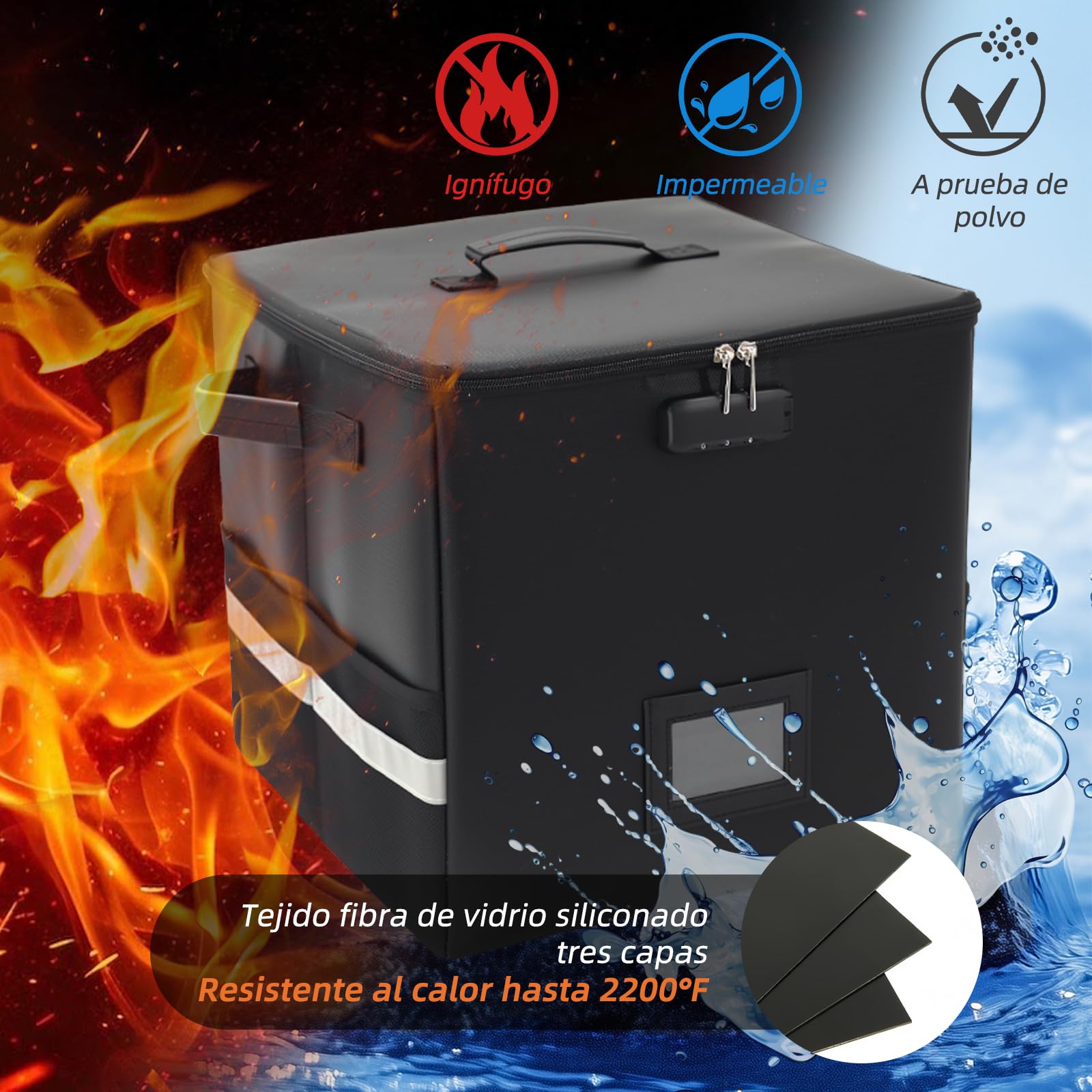 Caja de almacenamiento ignífuga para discos de vinilo con cerradura, gran capacidad, plegable e incluye etiqueta de nombre. Perfecto para coleccionistas de álbumes raros. Caja de música para el