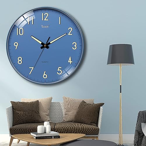 Miniatura 4 de Reloj de pared con luz nocturna delgado sin tictac reloj de pared de cuarzo de 12 pulgadas funciona con pilas números de función luminosa redonda