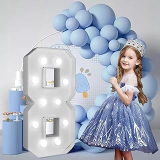 2.4FT/28.74in Marquee Light up Numbers Marquee Number 8 with White Lights for Birthday Party Large Mosaic Frame Letter Cardboard Pre-Cut Giant Cut-Out Thick Foam Board Sign DIY Decorations