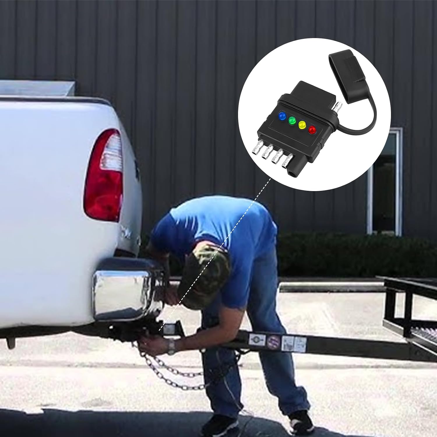 5-Way Flat Trailer Wiring Tester for 5-Pin Adapters, LED Circuit Continuity Test for Tail Lights, Brake Lights, Turn Signals, and Troubleshooting. Male-Female Connector Tester