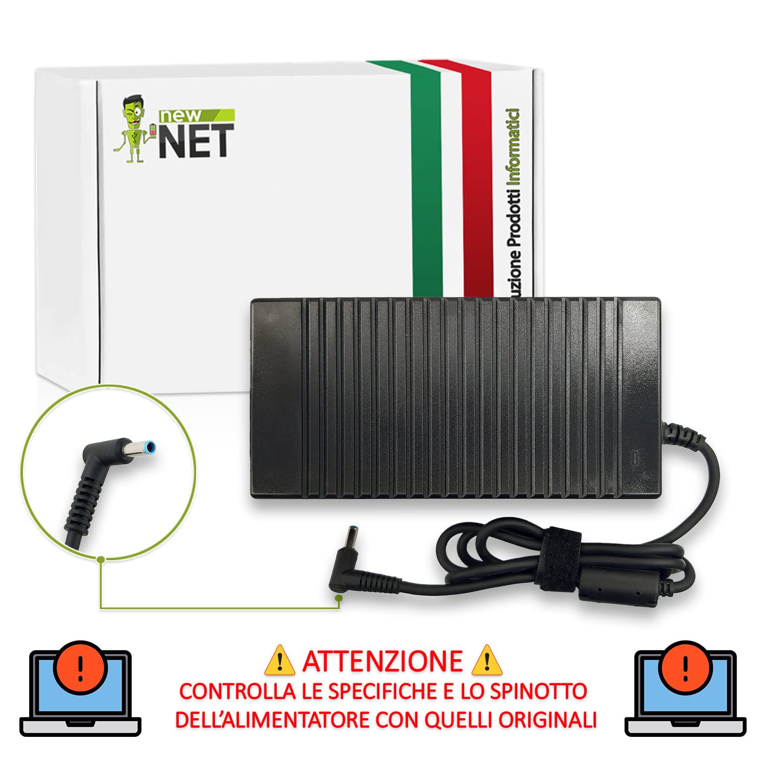 New Net Alimentatore - Caricatore Caricabatteria compatibile con Notebook ASUS Vivobook 15 X571G X571GT F571G X571GD F571GD F571GT FX571G FX571GT [ 20V 7.5A 150W - 4.5 x 3.0 mm ]