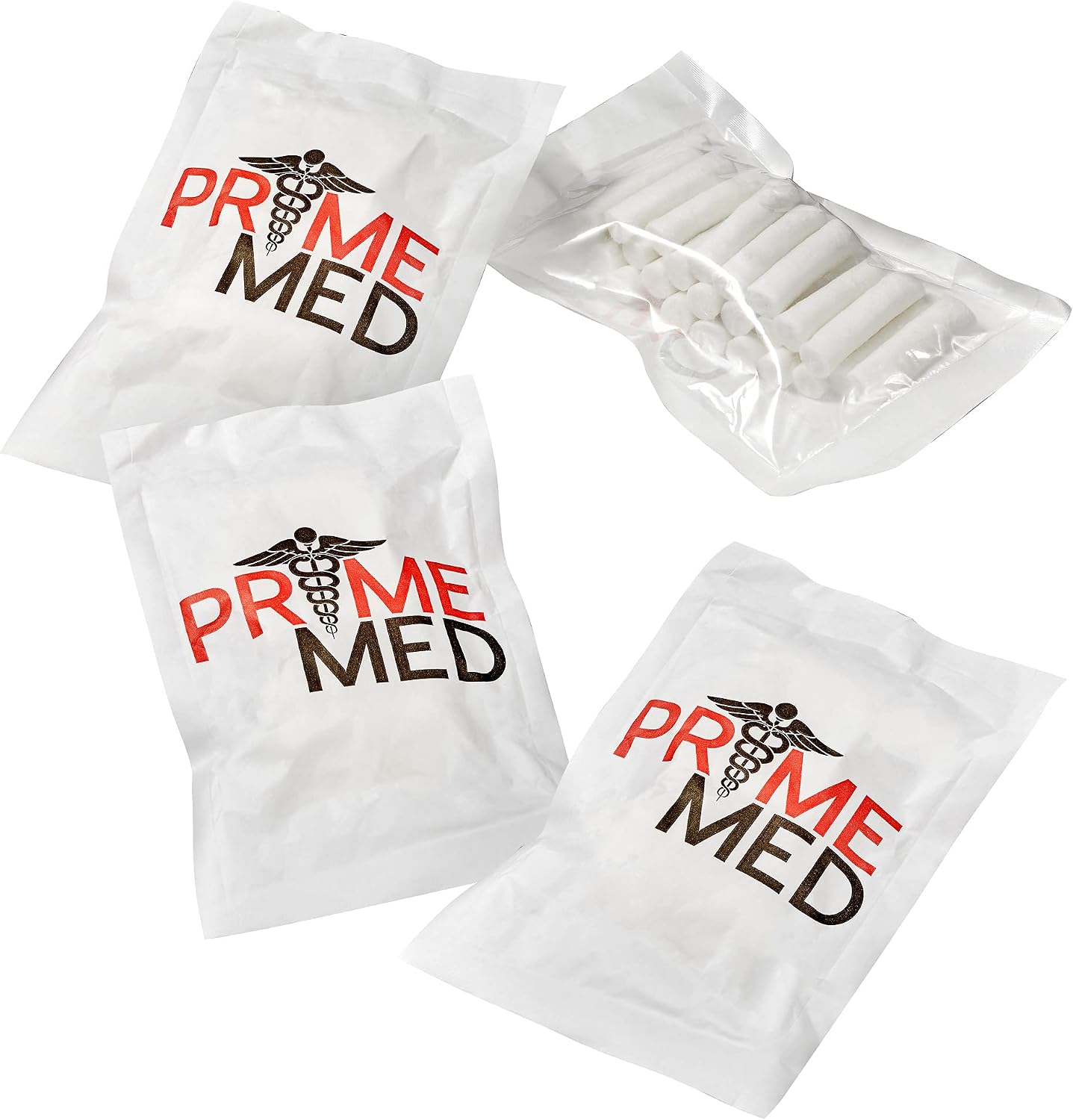 PrimeMed Nose Plug Rolls - Non-Sterile Cotton Gauze Plugs for Blood Clotting (50 Pack)