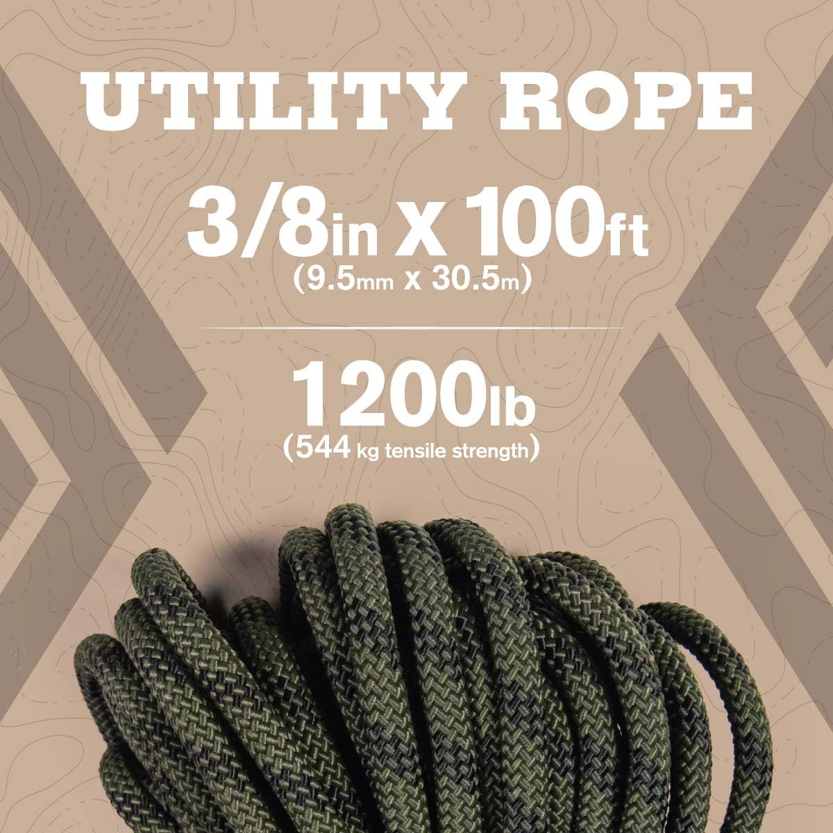 Atwood Rope MFG 3/8” inch 100ft Braided Utility Rope. Camouflage, 100ft Made in USA, Lightweight Strong Versatile Rope for Camping, Survival, DIY, Knot Tying : Sports & Outdoors
