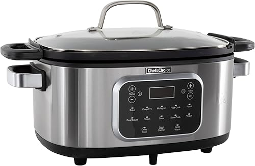 Chef'sChoice Multicooker, gran capacidad de 6 cuartos de galón antiadherente con control de temperatura variable y mantiene el calor con 20