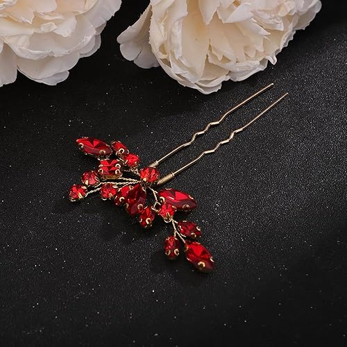 Miniatura 7 de Teyglen Juego de 3 horquillas para el cabello con diamantes de imitación, hechas a mano con cristales para novias, mujeres, niñas (azul lago)