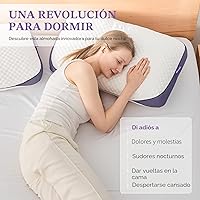 Vista 7 de HOMELAB Almohada ajustable de espuma viscoelástica triturada tamaño Queen, almohada de cama refrescante para dormir con funda extraíble, almohada