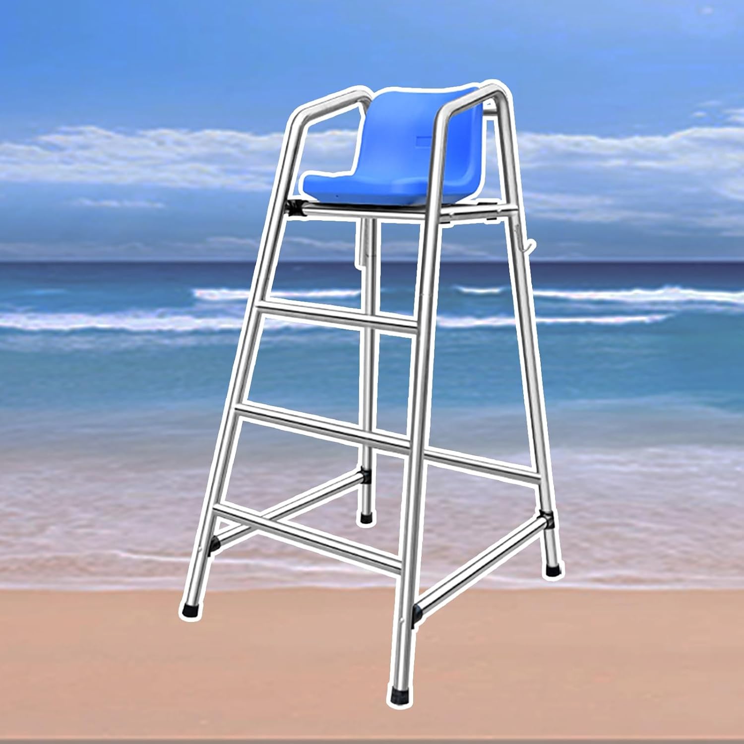 Pool Ladders Lifesaving Chair，Tall Lifeguard Chairs 304 Stainless Steel Lifeguard Chairs for Lake Beach, Durable Stable Outdoor Poolside Life Guard Chair, Front Porch Deck Tall Stool with Co