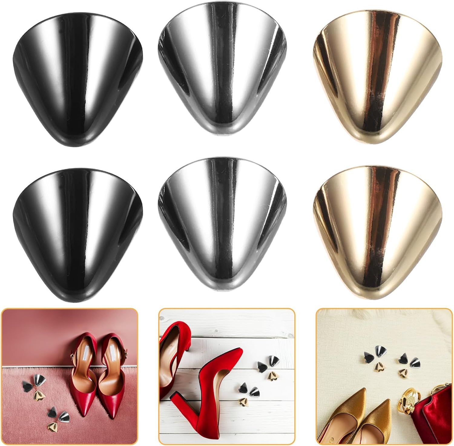 High Heel Tip Covers 3 Pairs Metal Pointed Toe Protector