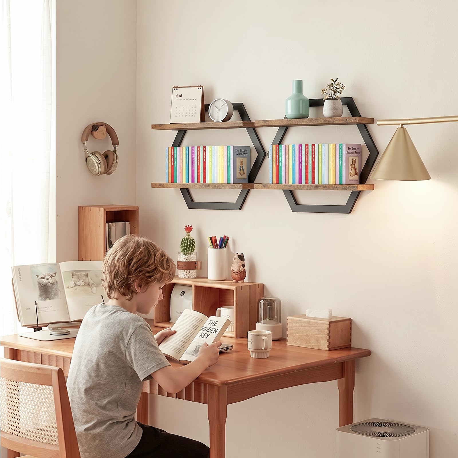 Wandregal Schwarz Metall Schweberegal 2er-Set (Schwarz, 2-Stück) | Küche Wohnzimmer Keller Stabil Modern Regalbrett für Wanddekoration Platzsparend Haushalt Büro