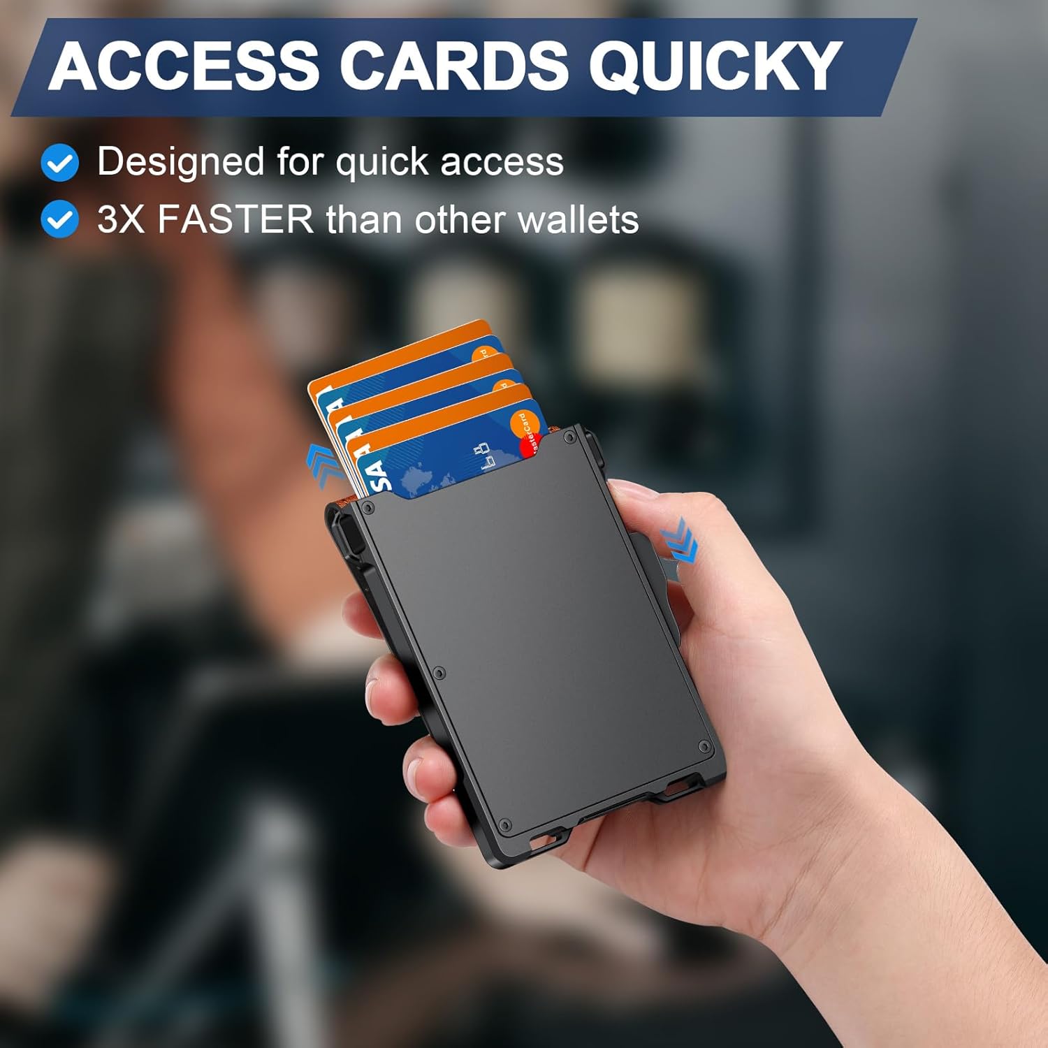 Wallet for Men, Minimalist Slim Mens Wallet with Money Clip, RFID Blocking Smart Pop Up Card Wallet with ID Window, Compact Bifold Wallet,Metal Aluminum Credit Card Holder - Image 2