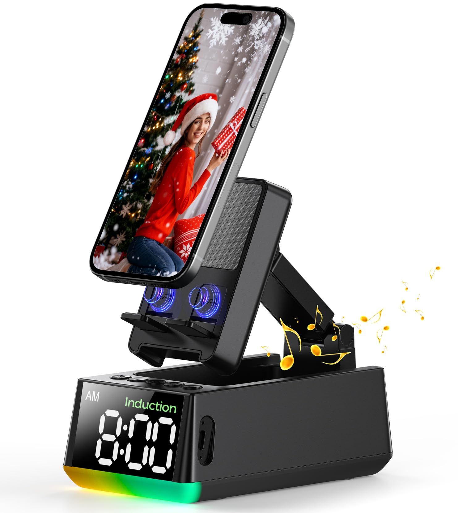 Stocking Stuffers for Men Women Teen:White Elephant Gifts for Adults Induction Speaker Bluetooth with HD Sound,Kitchen Gadgets Anniversary Birthday Gift Ideas for Dad Mom Husband Wife(Black)
