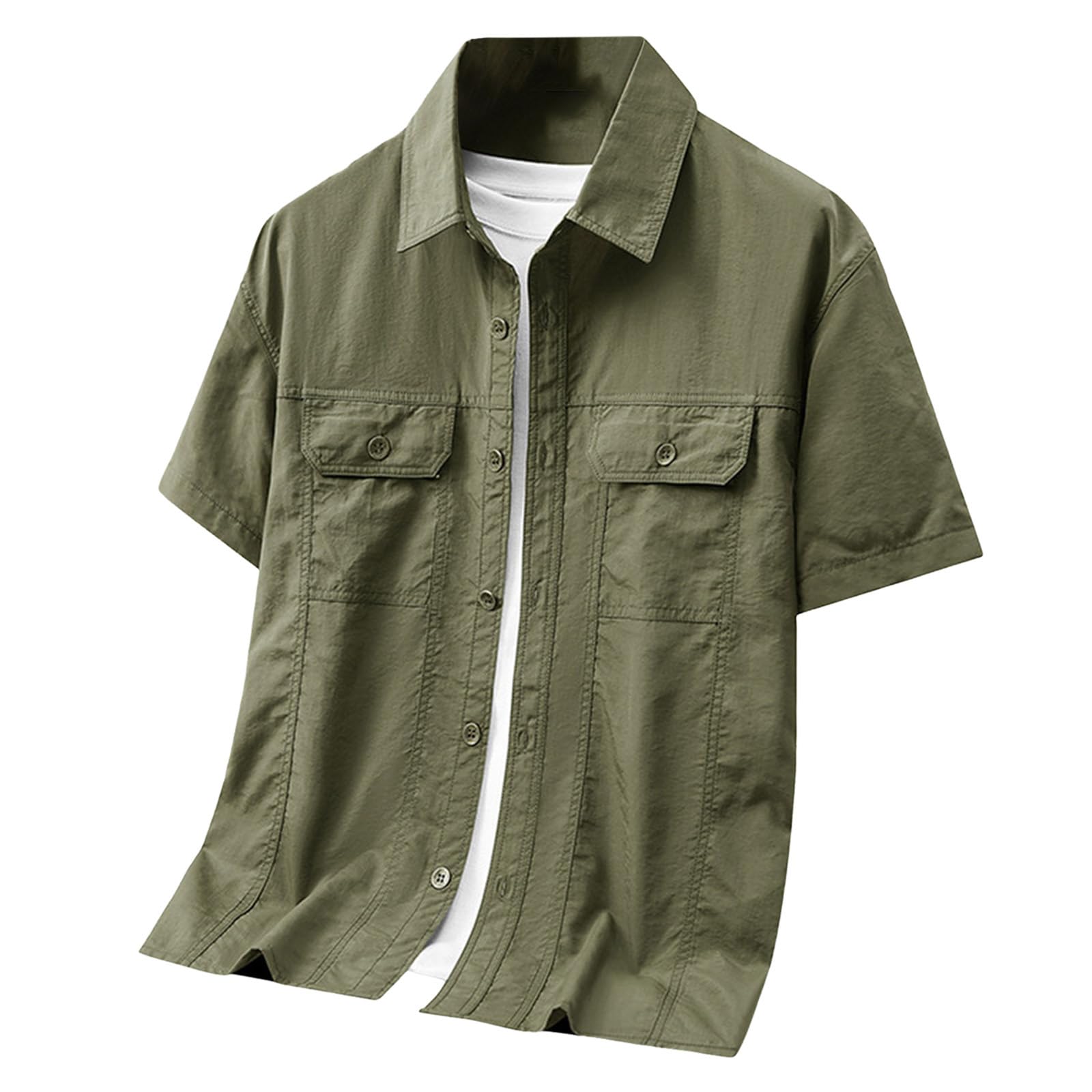Amazon | ミリタリーシャツメンズ 夏服 七分袖 長袖 吸汗速乾 通気性