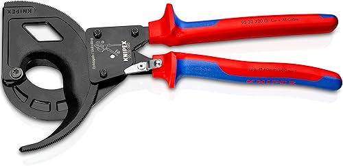 Knipex Tools 95 32 320 - Cortador de cables de trinquete de tres etapas con mango de agarre cómodo, rojoazul