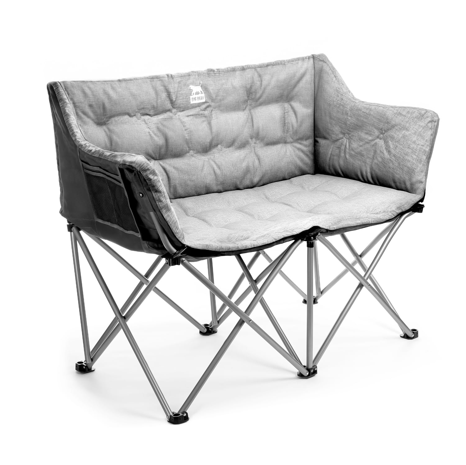 BigDean Campingstuhl faltbar 2 Personen bis 300kg gepolstert Camping Sofa | faltbar, Seitentasche, hochwertiges Campingsofa inkl. Tragetasche