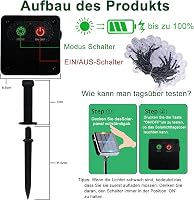 taiyongkang 10m 40 LED-es napelemes kerti fényfüzér, 8 világítási mód, IP65 vízálló - 8M, Warm White 7