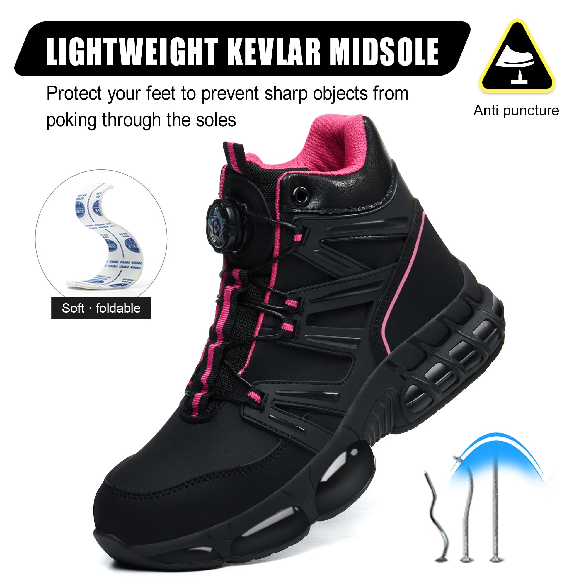 Bottes de sécurité imperméables pour homme et femme avec embout en acier - Chaussures de sécurité à coussin d'air - Baskets de travail