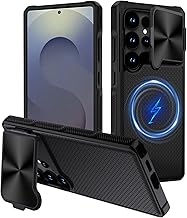 XTCASE Case for Samsung Galaxy S25 Ultra 5G Magnetic Compatible with Magsafe, Camera Protection Mobile Phone Case Integrated Hiding Stand Military Hybrid PC Scratch-Resistant + TPU Shockproof Black