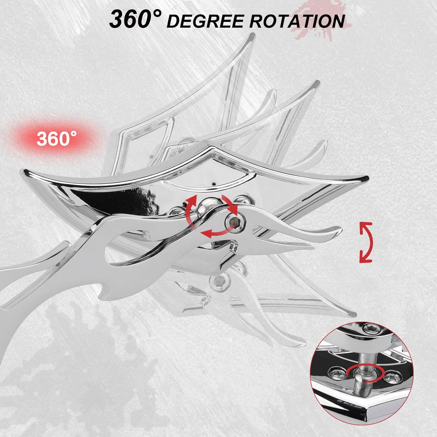 Motorcycle Diamond Rearview Mirror 8mm 10mm Blue Lens Side Mirrors 360 Degree Chrome Universal Replacement for Harley Softail Dyna Sportster Street Bike Scooter Chopper Cruiser