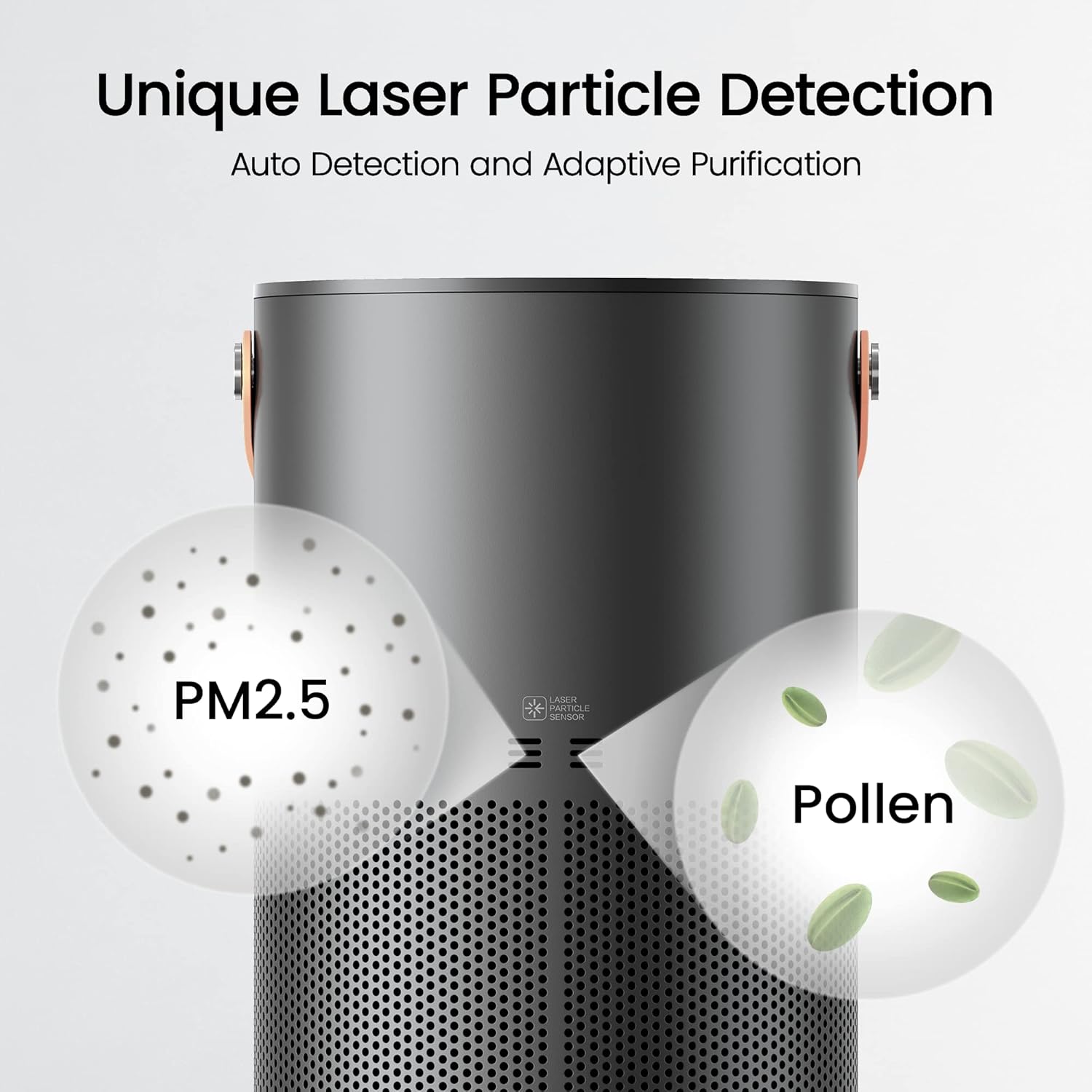 smartmi Air Purifiers for Home, Works with HomeKit Alexa, Smart Air Purifier with Handle, Auto Mode, 19db, 0.08 µm Particles Captured, P1 Dark Grey